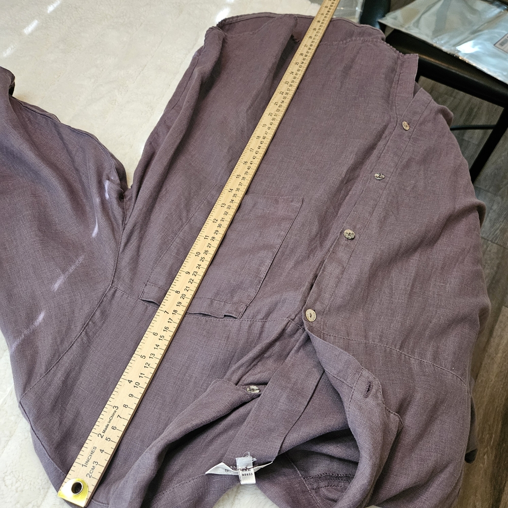 Kleen Women's Purple Casual 100% Linen Button Down Shirt XL - Picture 9 of 11